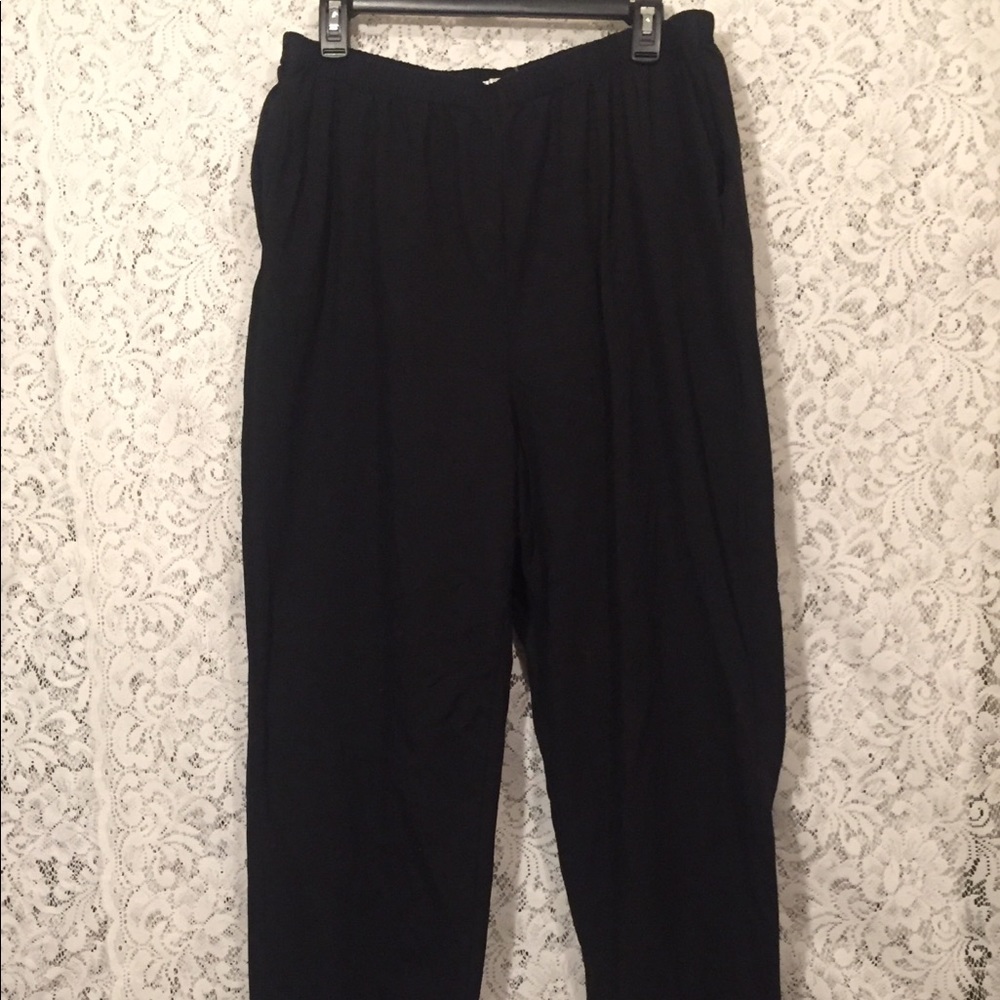 Black pull on elastic waist pants